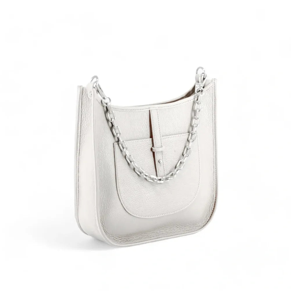 Sac à main hobo en cuir grainé CYBELE Blanc