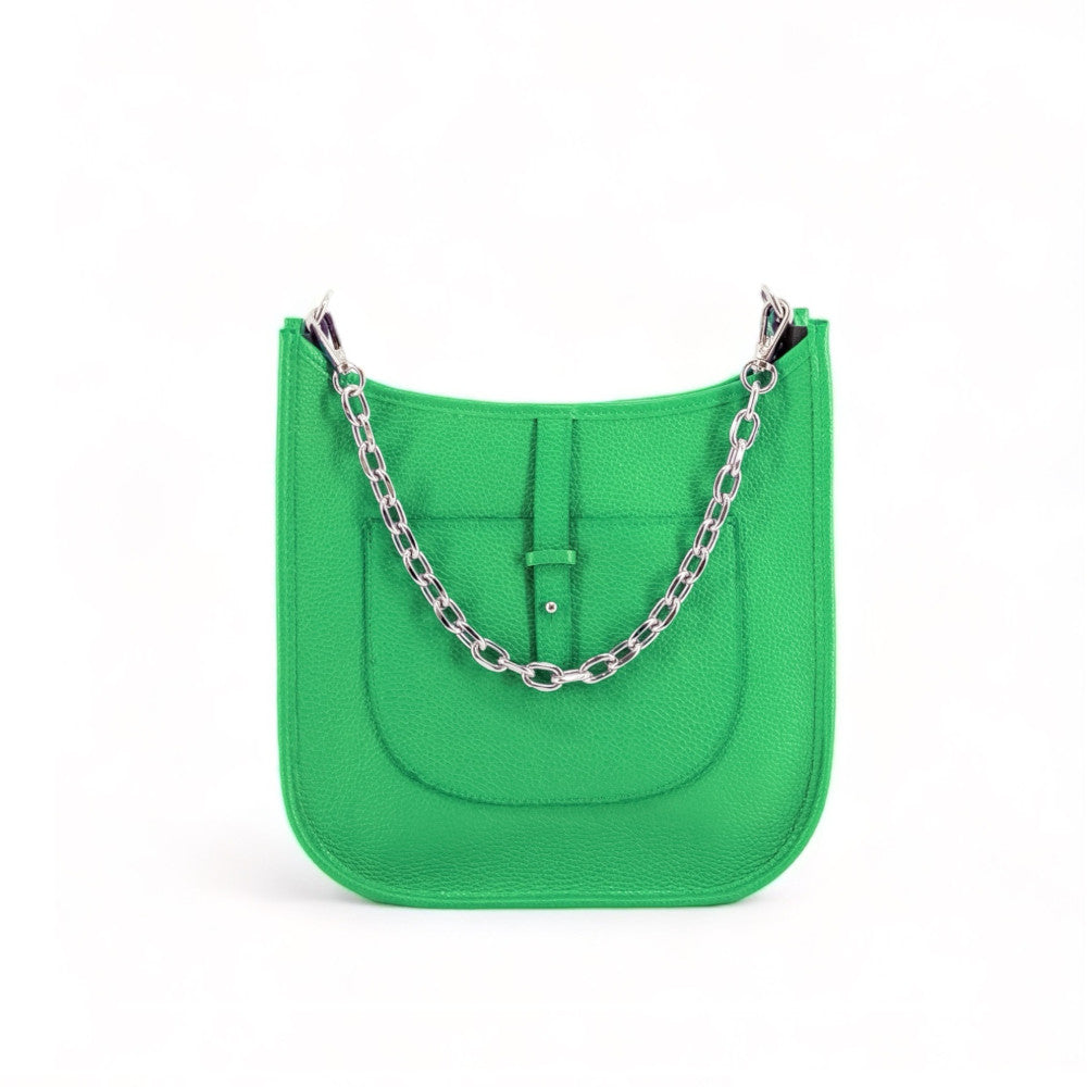 Sac à main hobo en cuir grainé CYBELE Vert anglais