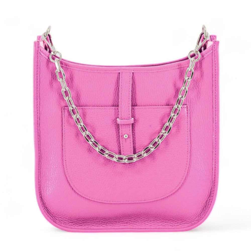 Sac à main hobo en cuir grainé CYBELE Rose bonbon