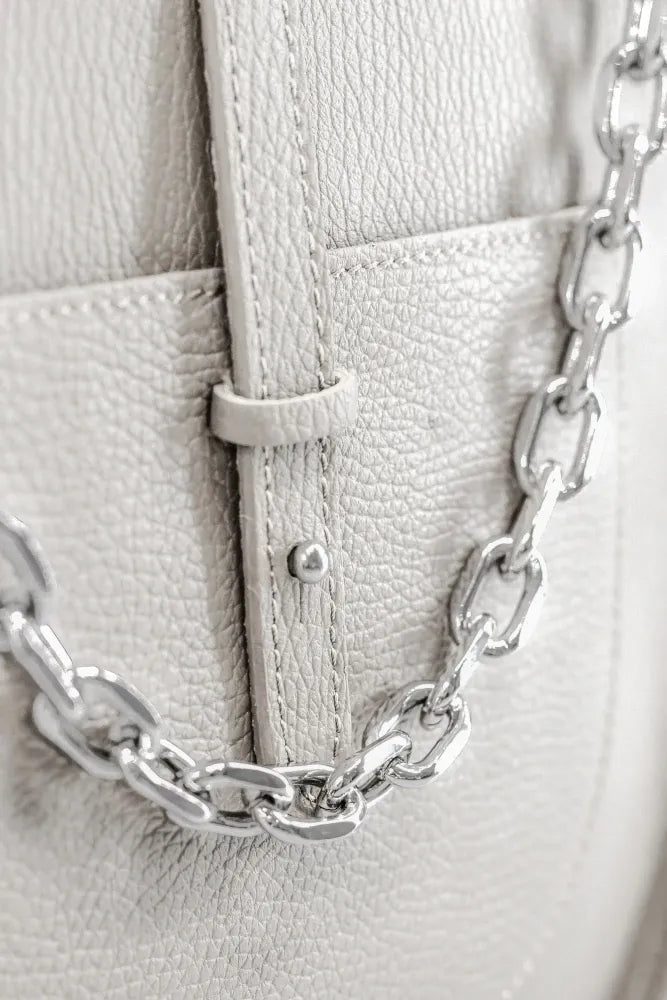 Sac à main hobo en cuir grainé CYBELE Blanc