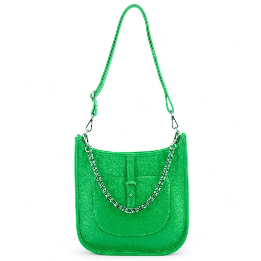 Sac à main hobo en cuir grainé CYBELE Vert anglais