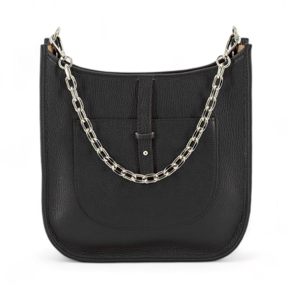Sac à main hobo en cuir grainé CYBELE Noir