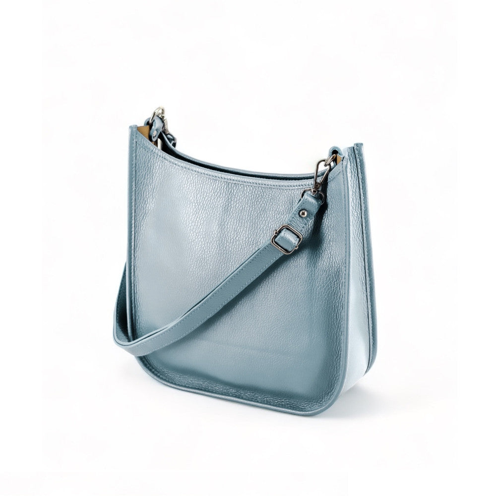 Sac à main hobo en cuir grainé CYBELE Bleu pastel