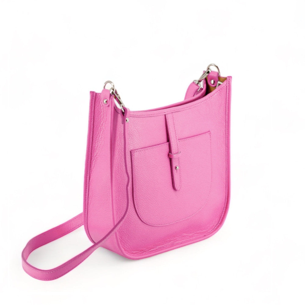 Sac à main hobo en cuir grainé CYBELE Rose bonbon