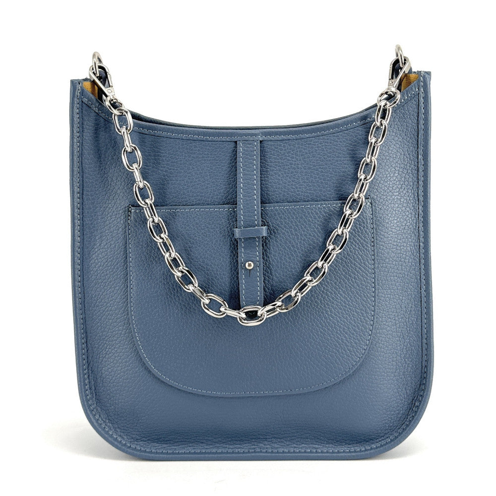 Sac à main hobo en cuir grainé CYBELE Bleu glacier