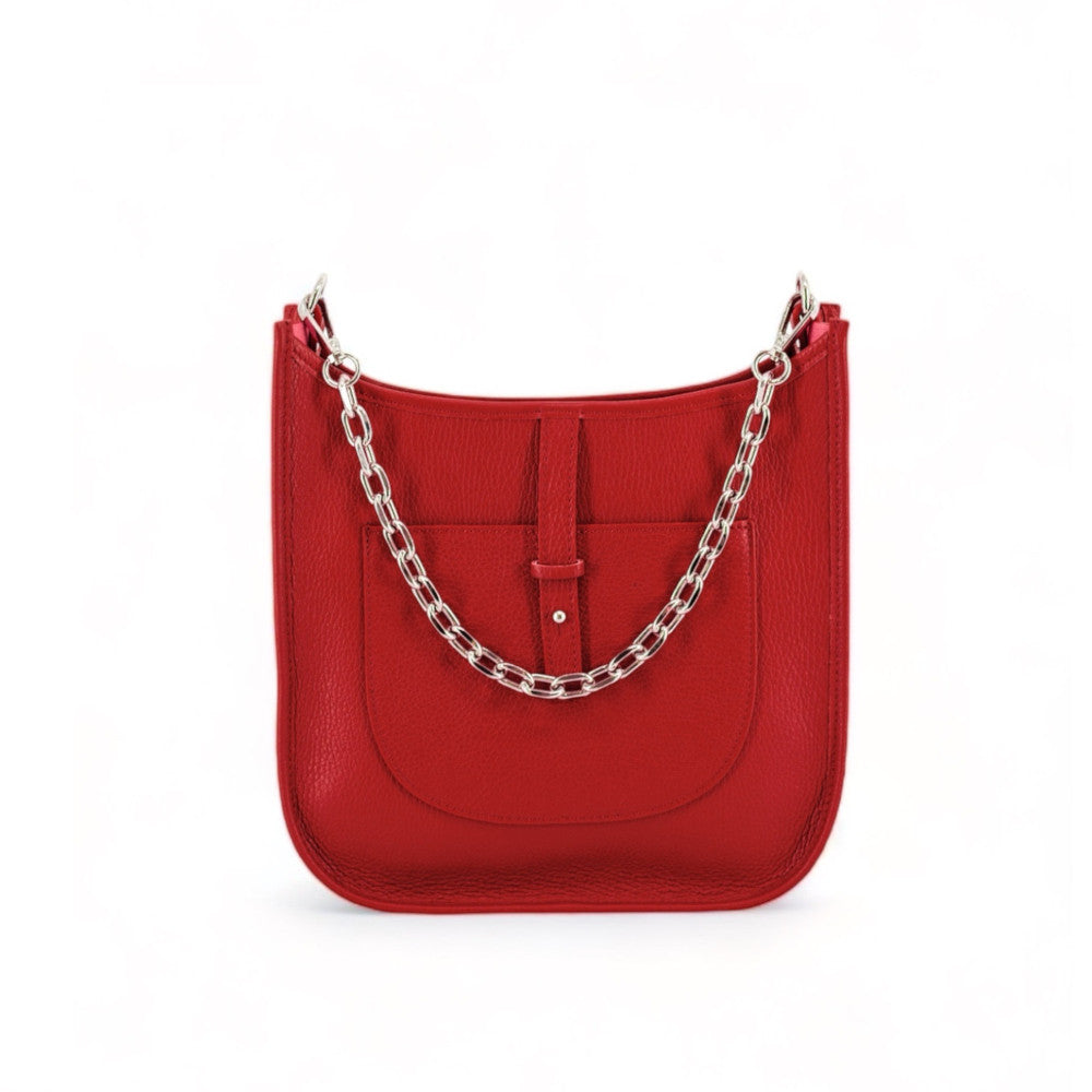Sac à main hobo en cuir grainé CYBELE Rouge garance
