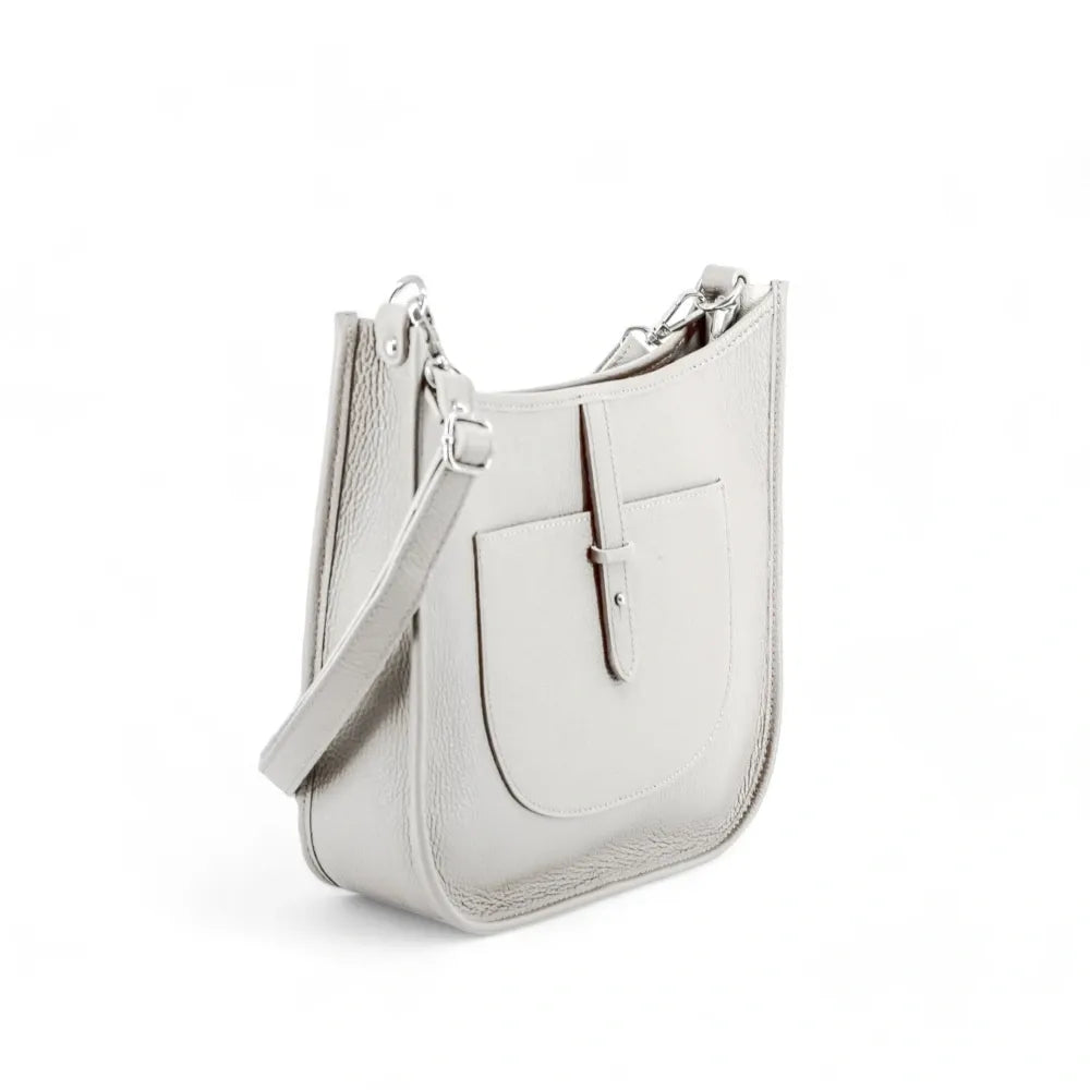 Sac à main hobo en cuir grainé CYBELE Blanc