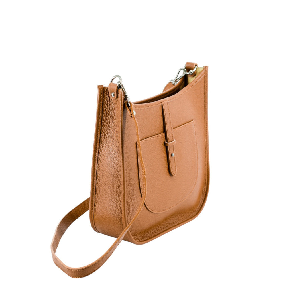 Sac à main hobo en cuir grainé CYBELE Camel clair