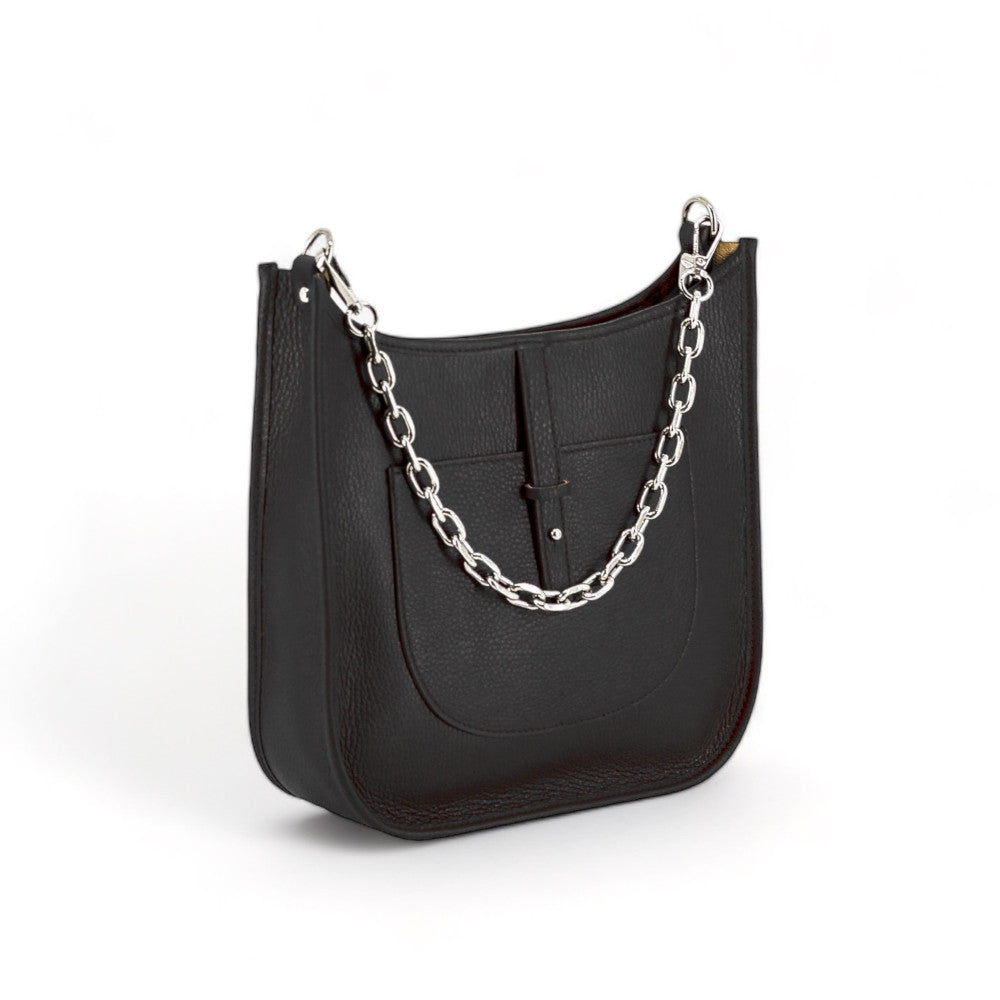 Sac à main hobo en cuir grainé CYBELE Noir