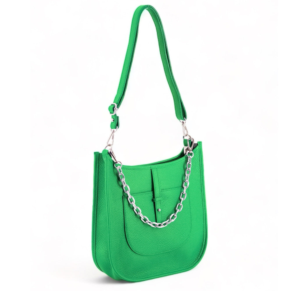 Sac à main hobo en cuir grainé CYBELE Vert anglais