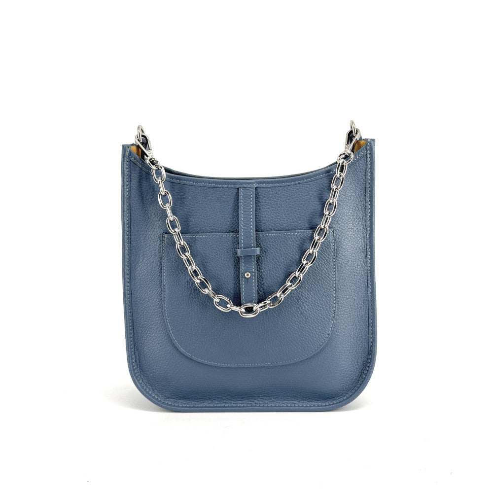 Sac à main hobo en cuir grainé CYBELE Bleu glacier