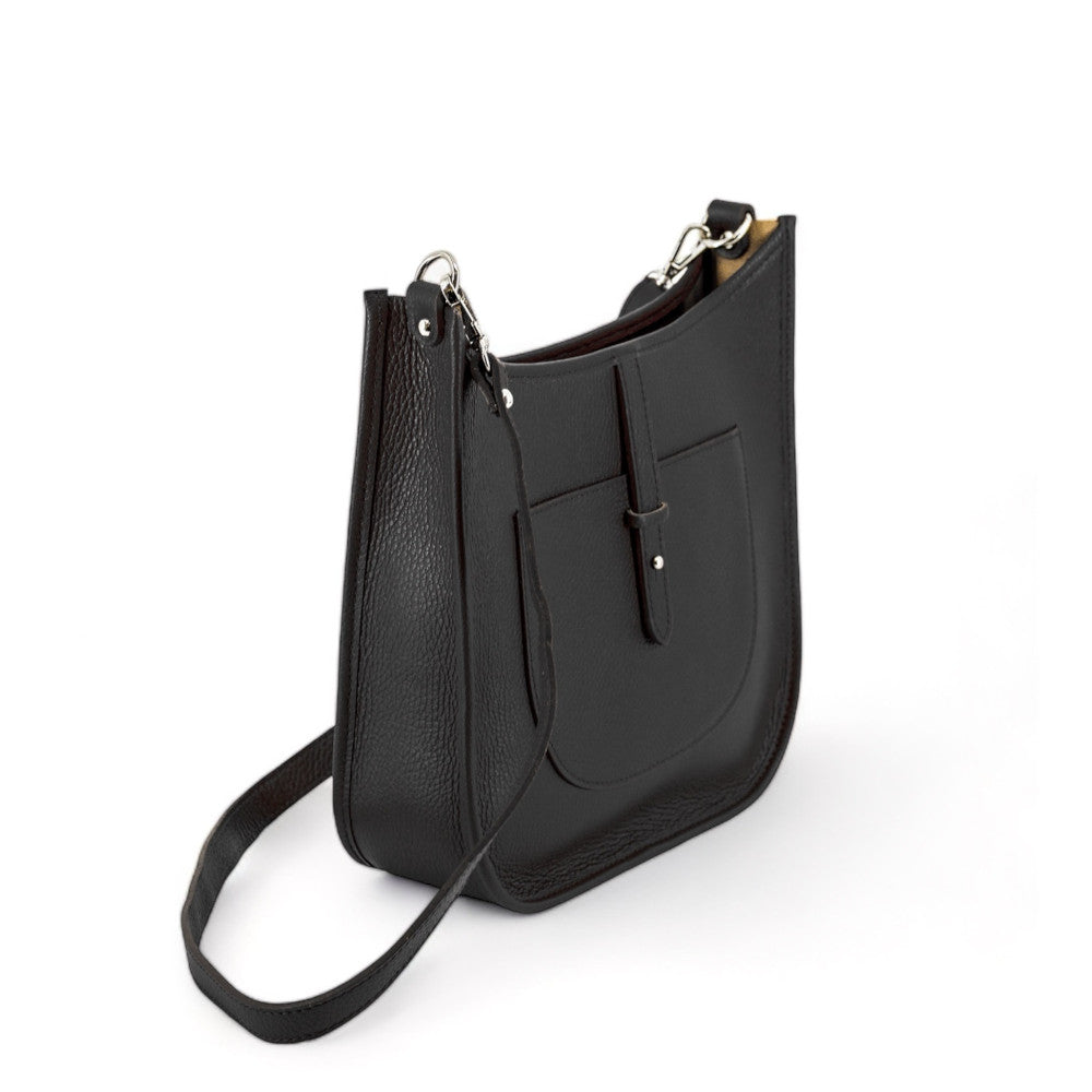 Sac à main hobo en cuir grainé CYBELE Noir