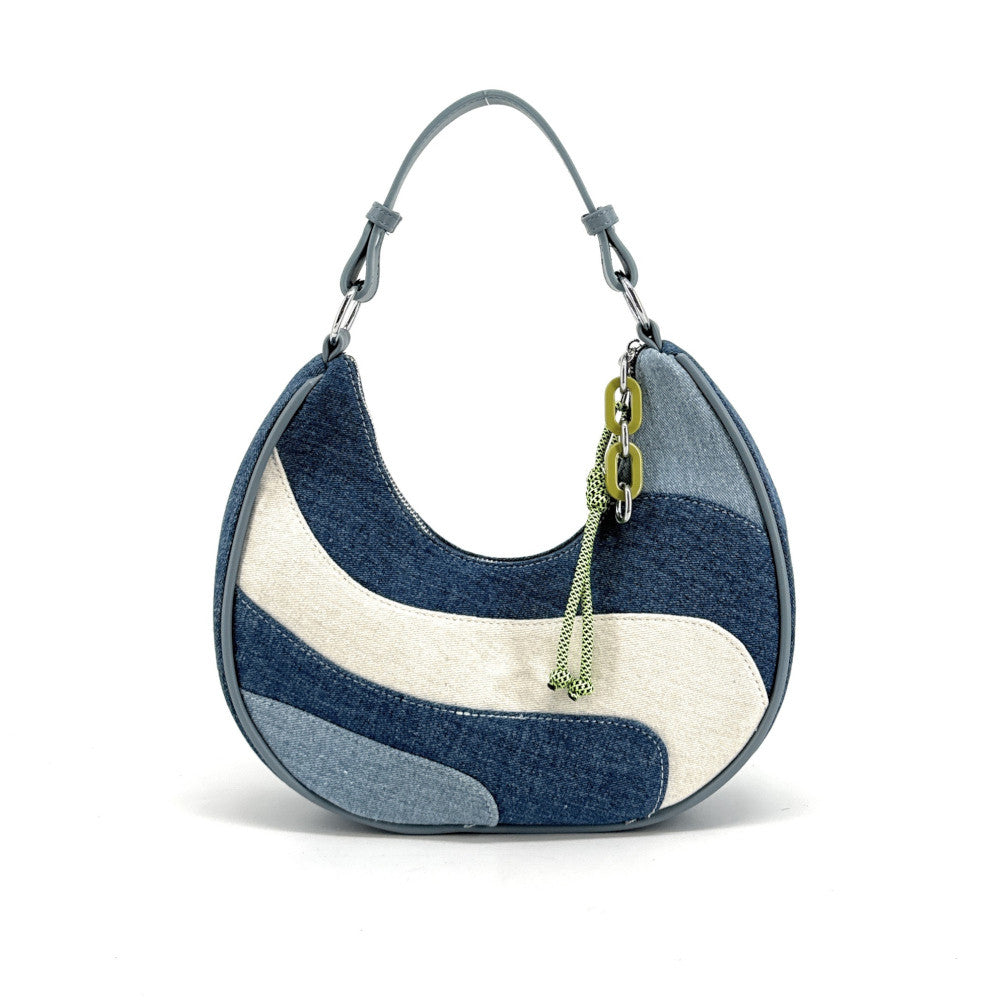 Sac à main HOBO en tissu SOHALIA Denim ciel