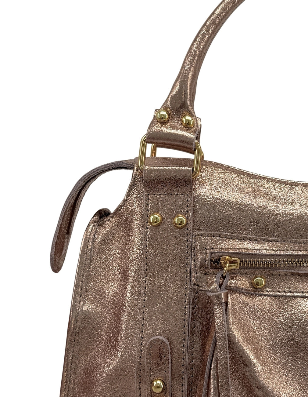 Champagne SANDSTORM GOLD iridescent leather handbag