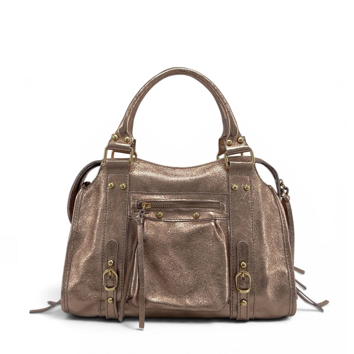 Champagne SANDSTORM GOLD iridescent leather handbag