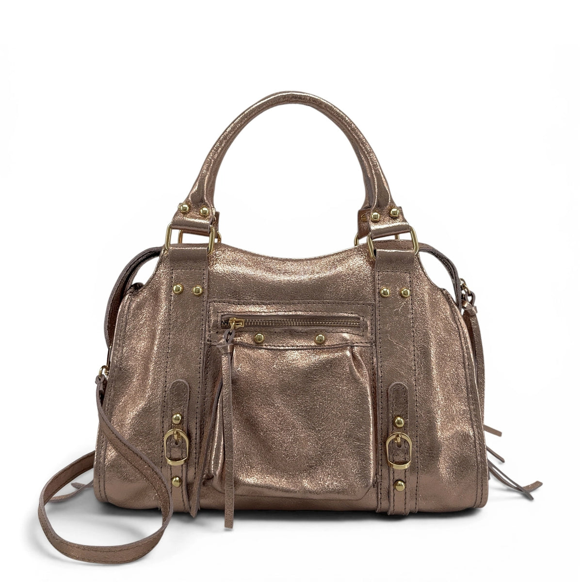 Champagne SANDSTORM GOLD iridescent leather handbag