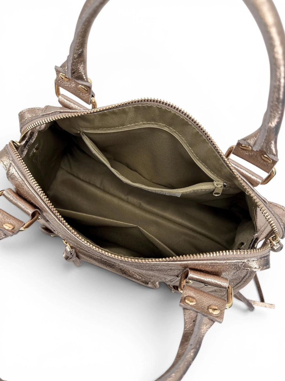 Champagne SANDSTORM GOLD iridescent leather handbag