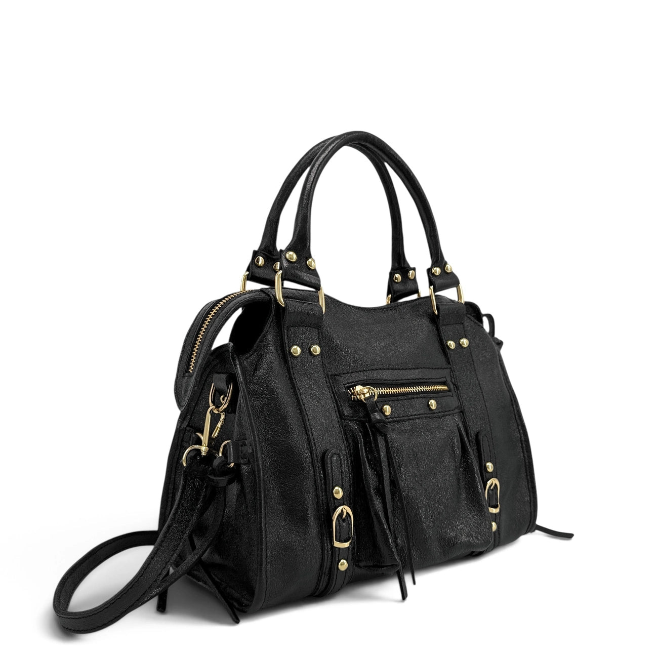 Sac à main en cuir irisé SANDSTORM GOLD Noir irisé