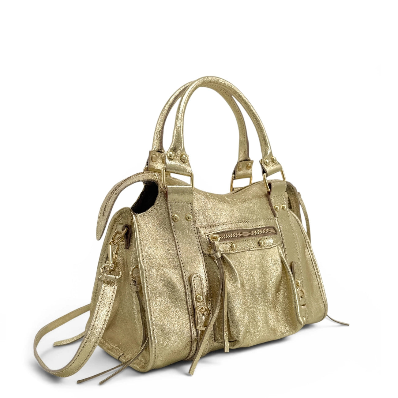 Sac à main en cuir irisé SANDSTORM GOLD (petit modèle) Or pâle
