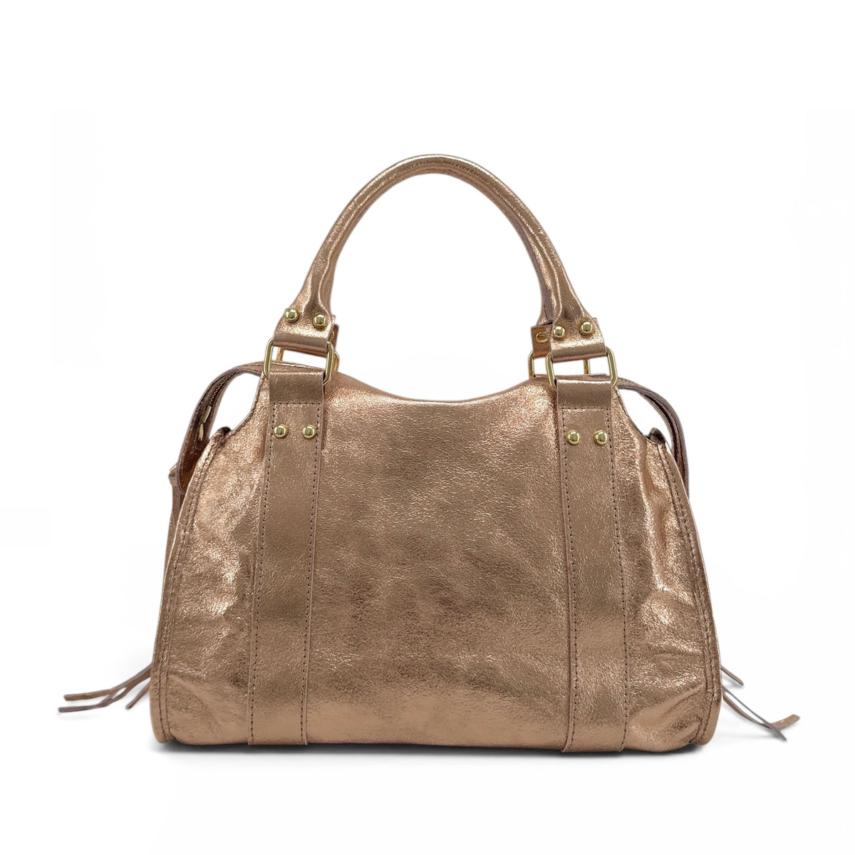SANDSTORM GOLD iridescent leather handbag in Rose Gold