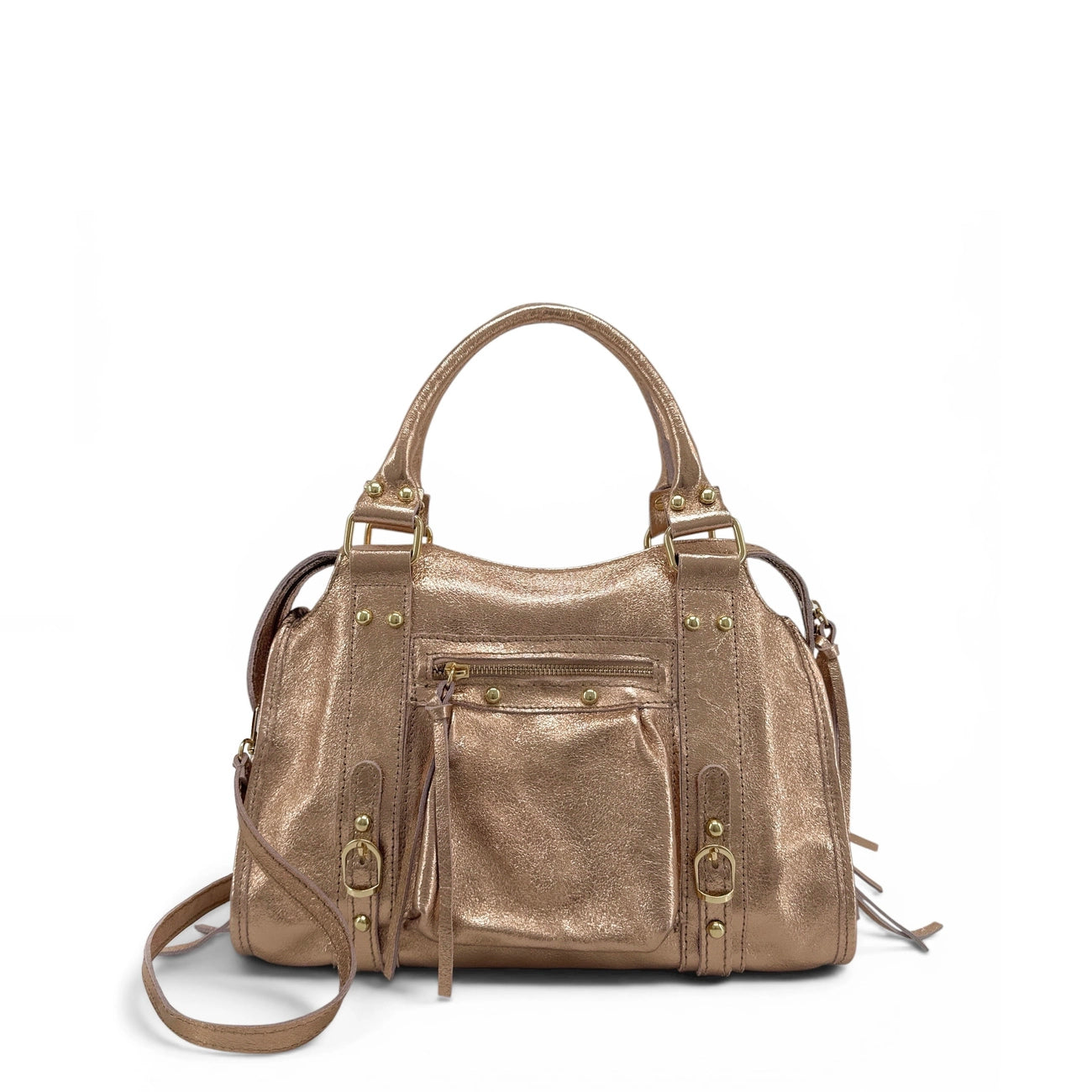 Bolsa main cuero irismi SANDSTORM GOLD (modelo pequeño) verde inglés irismi