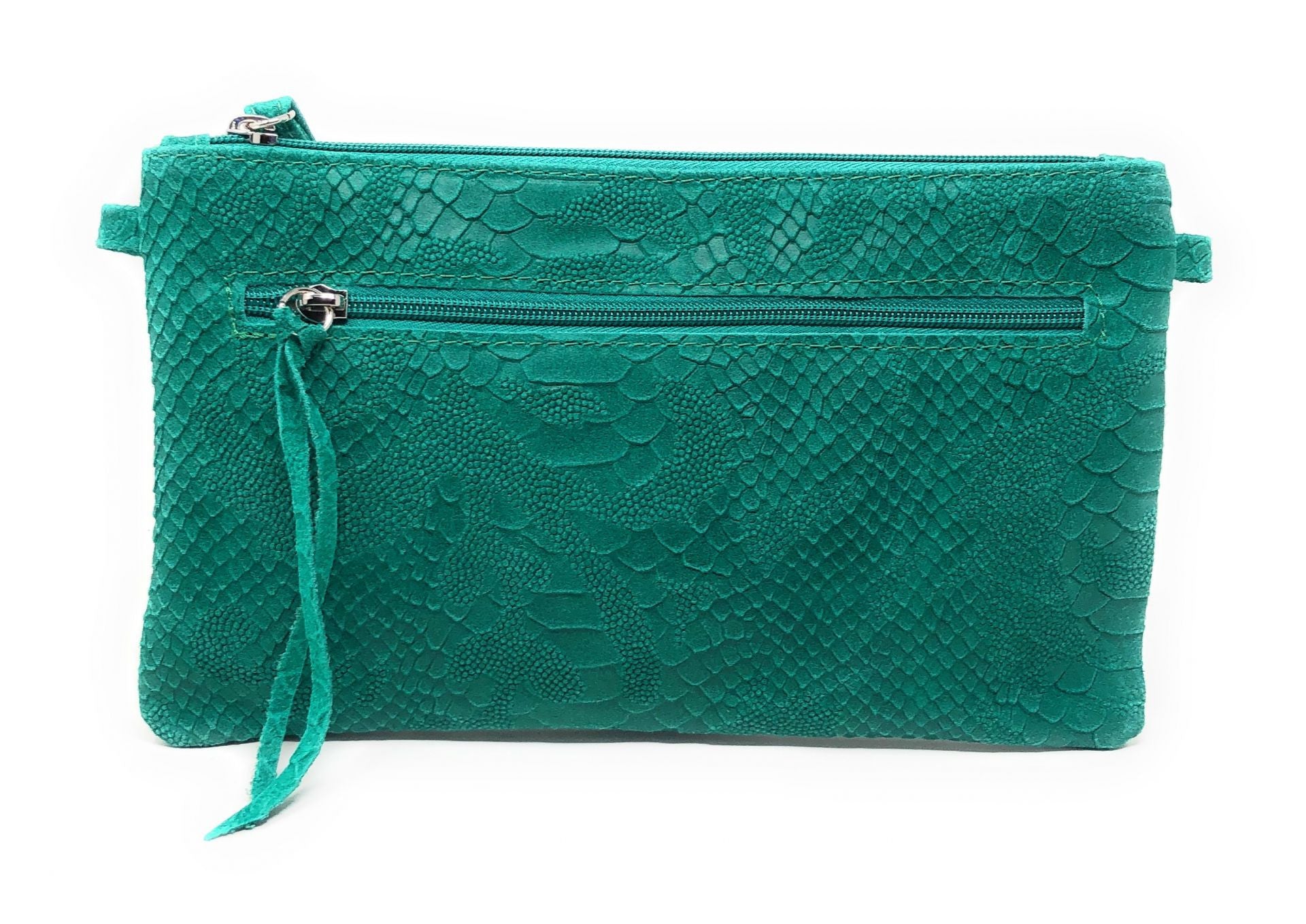Sac pochette en cuir effet serpent DUNDEE Vert intense