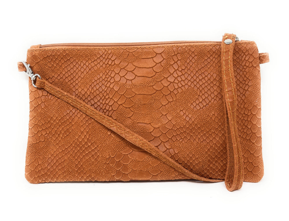 Sac pochette en cuir effet serpent DUNDEE Orange