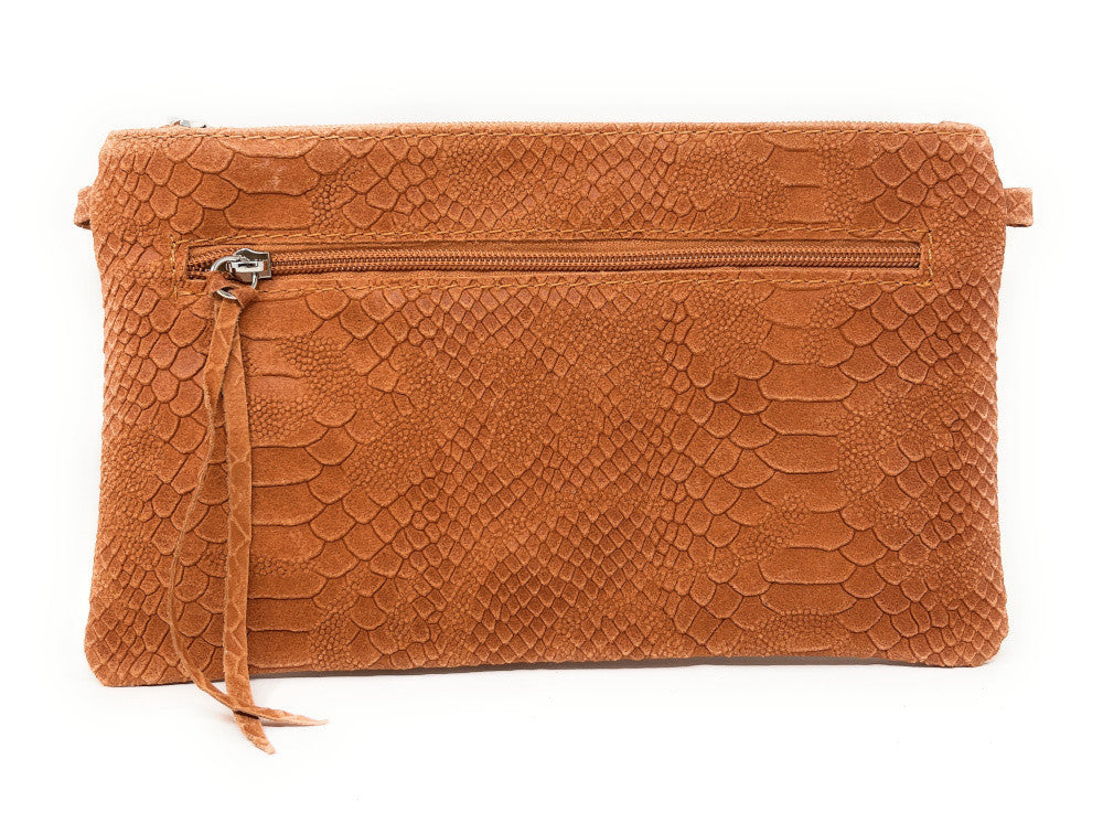 Sac pochette en cuir effet serpent DUNDEE Orange
