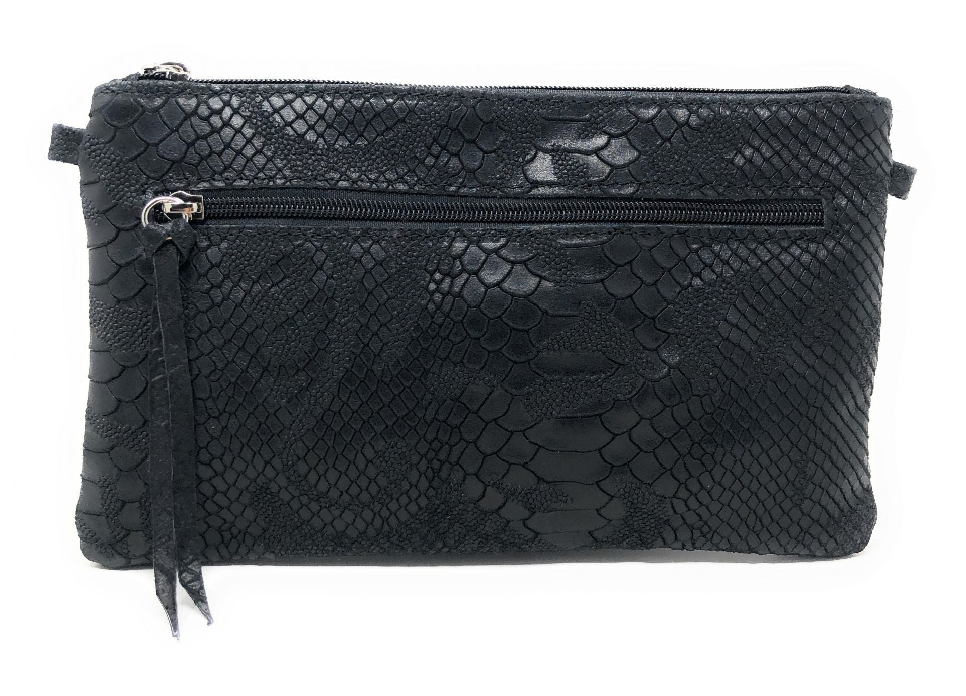 Sac pochette en cuir effet serpent DUNDEE Noir
