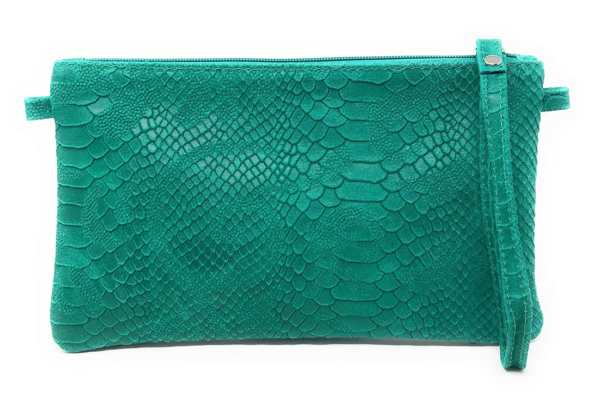 Sac pochette en cuir effet serpent DUNDEE Vert intense