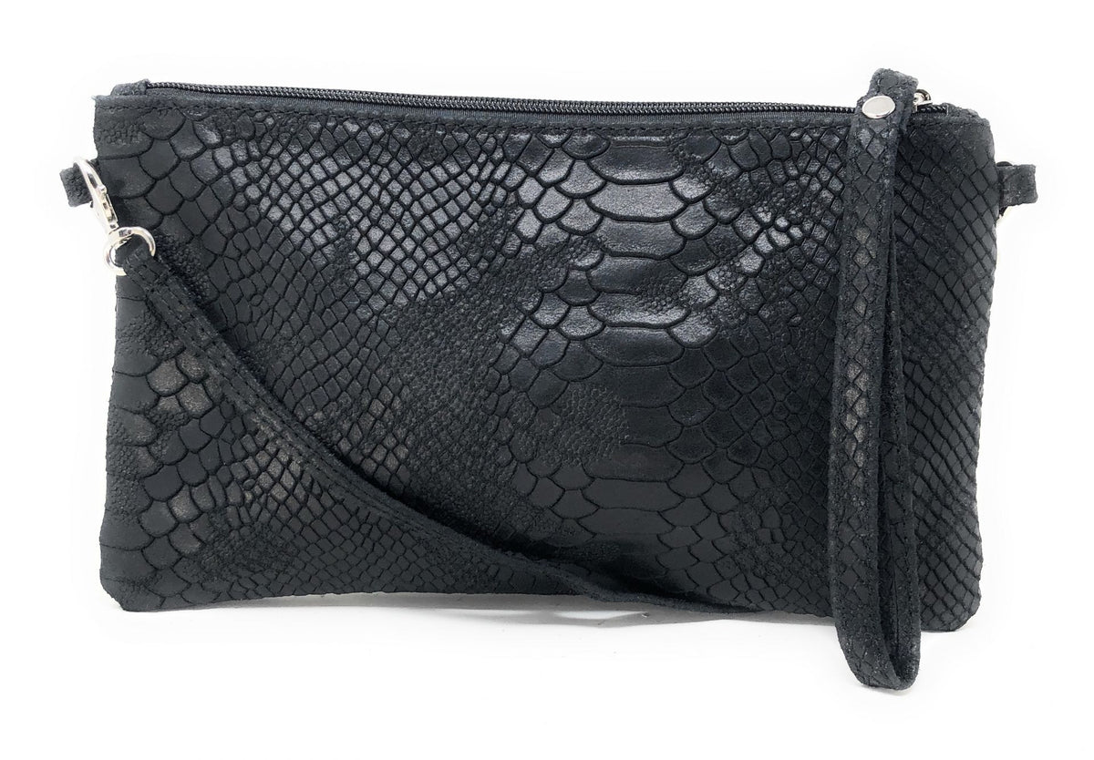 Sac pochette en cuir effet serpent DUNDEE Noir