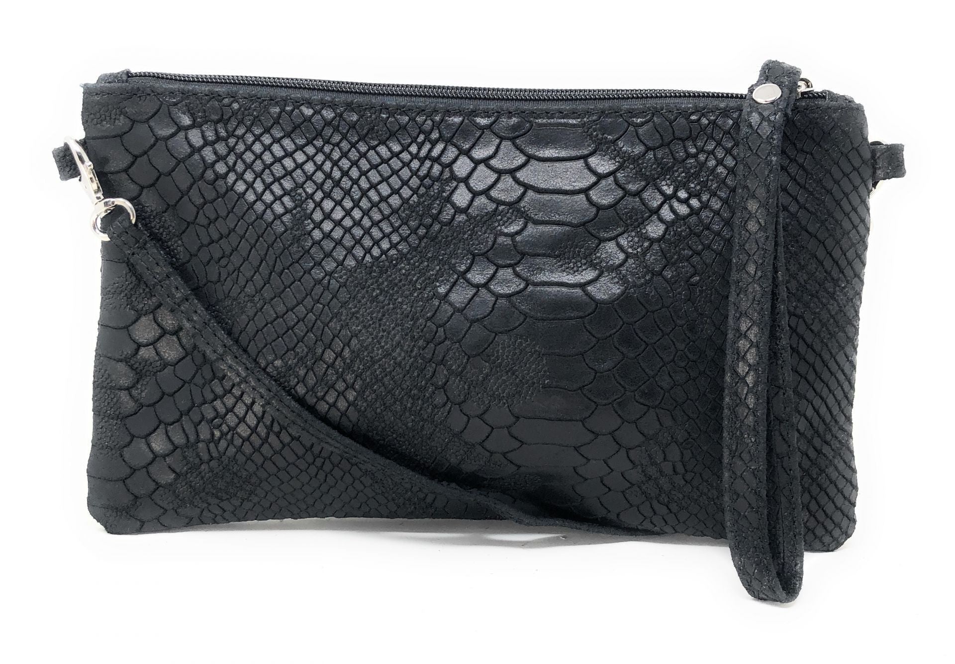 Sac pochette en cuir effet serpent DUNDEE Noir