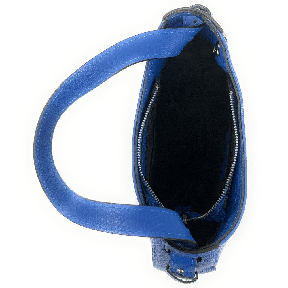Sac HOBO en cuir grainé ESTHER Bleu roi