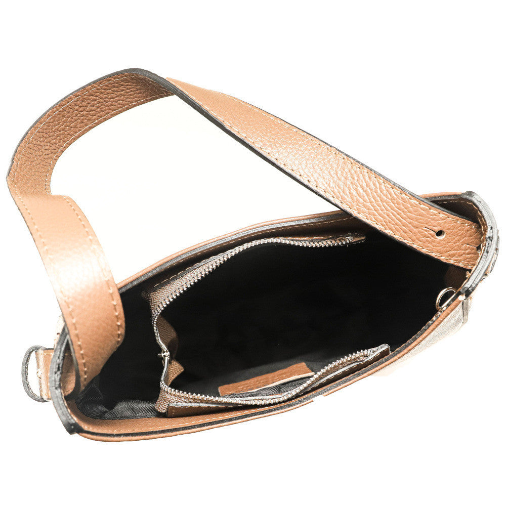 Sac HOBO en cuir grainé ESTHER Taupe