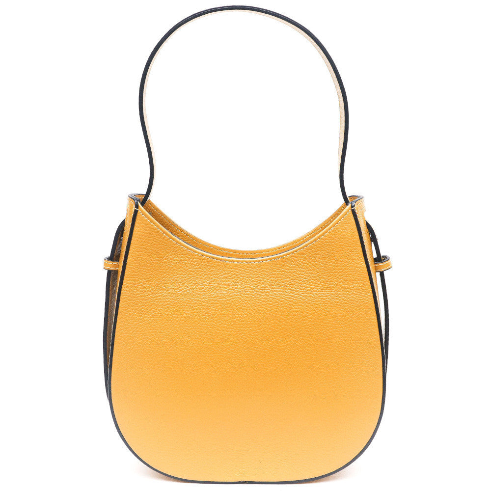 Sac HOBO en cuir grainé ESTHER Jaune Moutarde