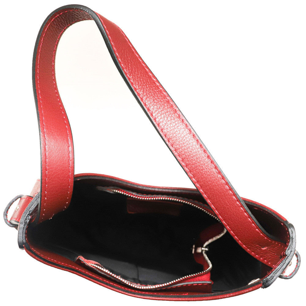 Sac HOBO en cuir grainé ESTHER Rouge foncé