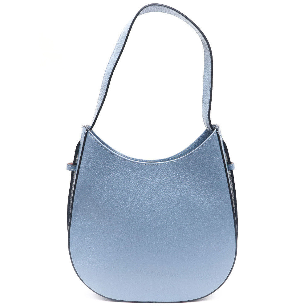 Sac HOBO en cuir grainé ESTHER Bleu glacier