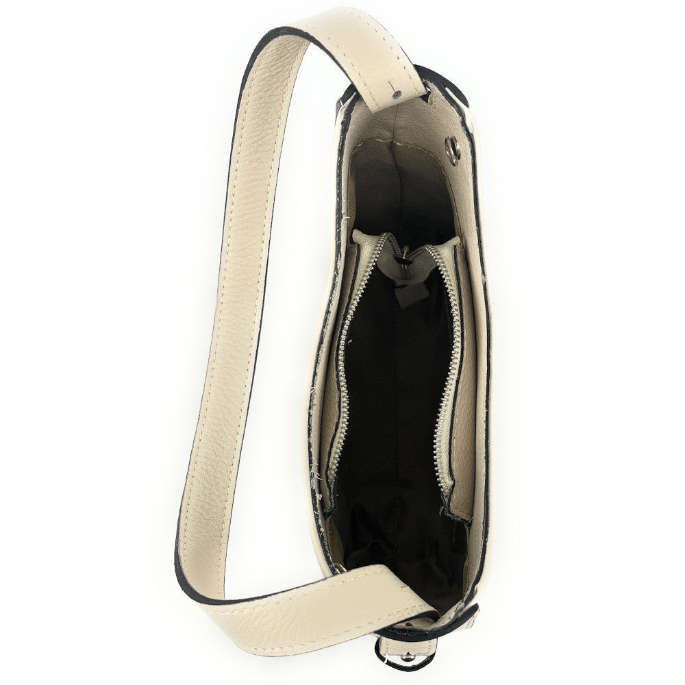 Sac HOBO en cuir grainé ESTHER Beige crème