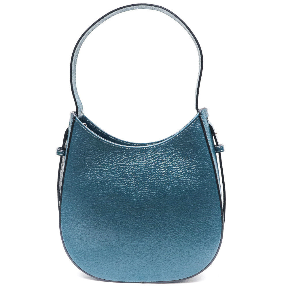 Sac HOBO en cuir grainé ESTHER Bleu vert canard