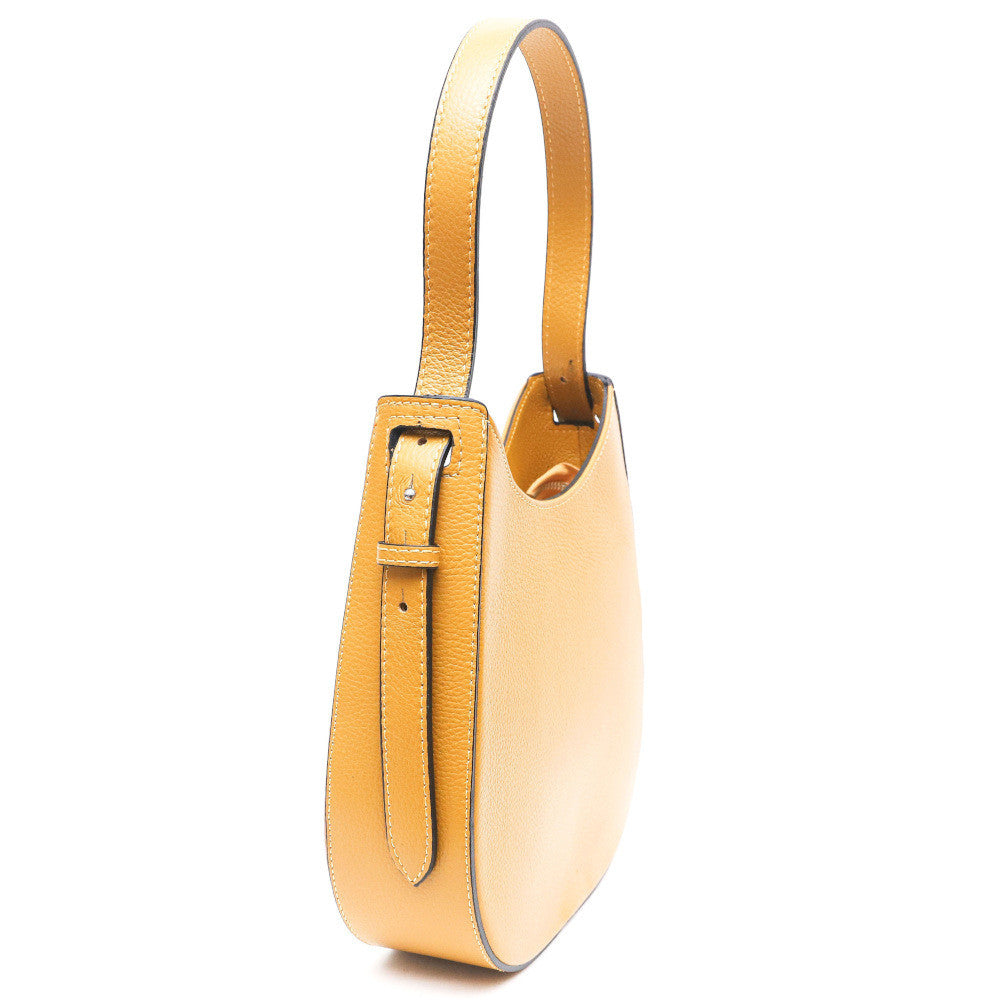 Sac HOBO en cuir grainé ESTHER Jaune Moutarde