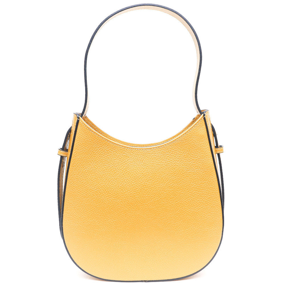 Sac HOBO en cuir grainé ESTHER Jaune Moutarde