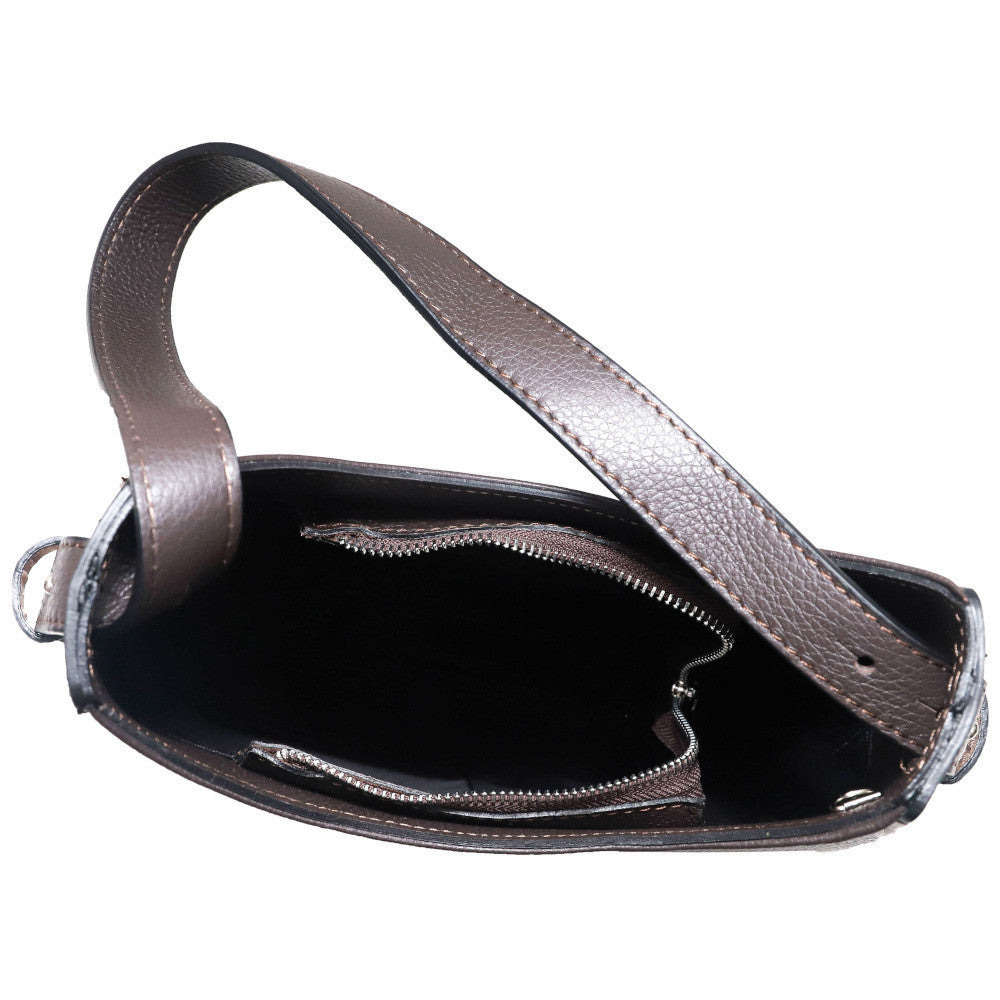 Sac HOBO en cuir grainé ESTHER Chocolat