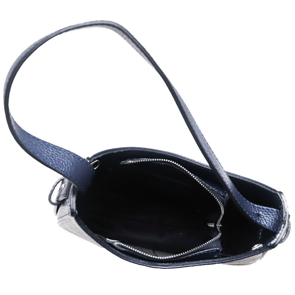 Sac HOBO en cuir grainé ESTHER Bleu marine