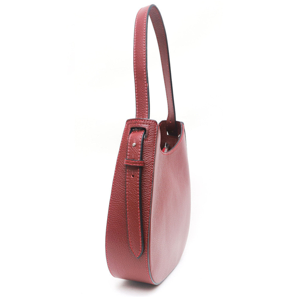 Sac HOBO en cuir grainé ESTHER Rouge foncé