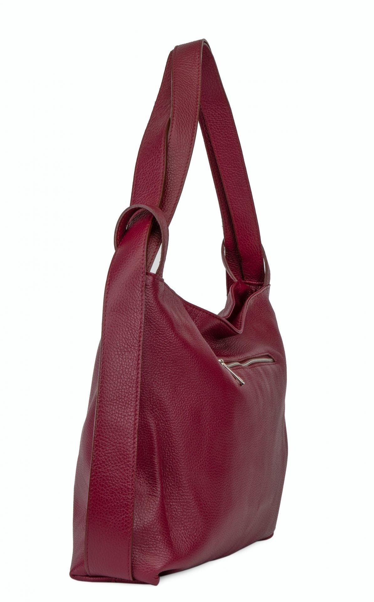 Sac à main sac à dos en cuir grainé SOHO Rouge bordeaux