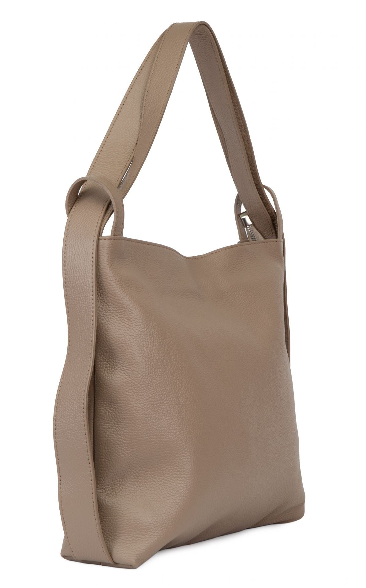 Sac à main sac à dos en cuir grainé SOHO Taupe clair