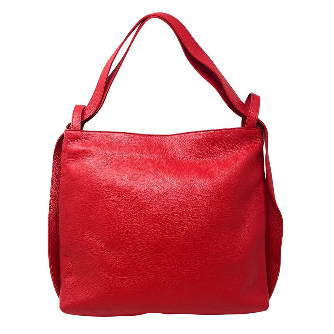 Sac à main sac à dos en cuir grainé SOHO Rouge garance