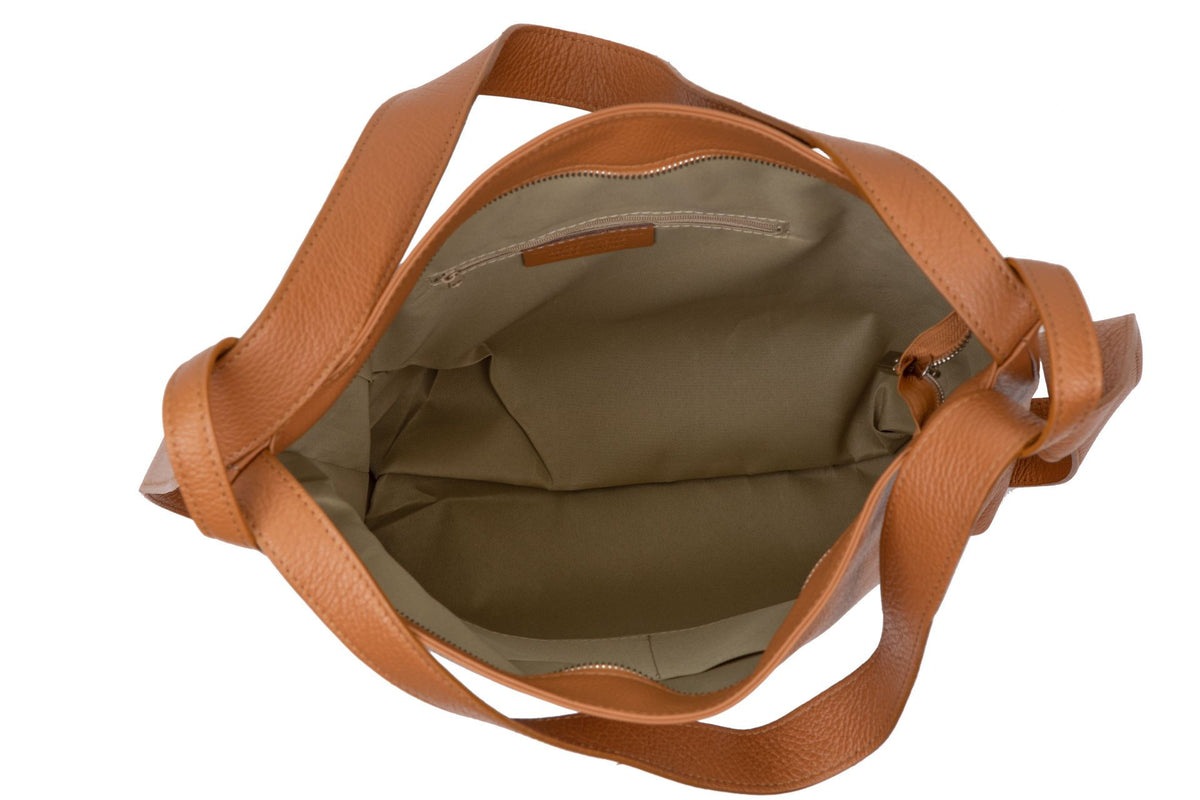 Sac à main sac à dos en cuir grainé SOHO Camel