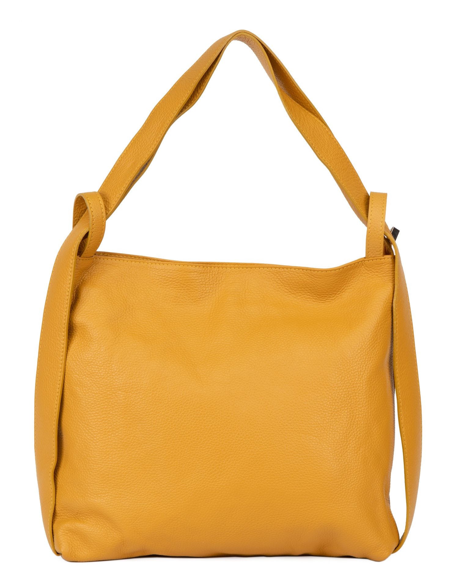 Sac à main sac à dos en cuir grainé SOHO Jaune Moutarde