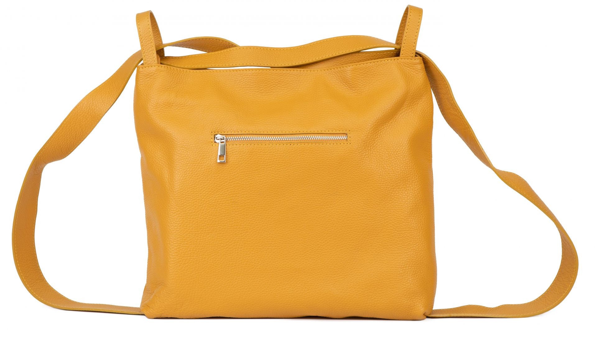 Sac à main sac à dos en cuir grainé SOHO Jaune Moutarde